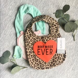 Carter’s printed teething bibs